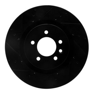 Land Rover Discovery Brake Rotor (1) - Front Left - R1 Concepts - Drilled & Slotted - Black - `06-`17